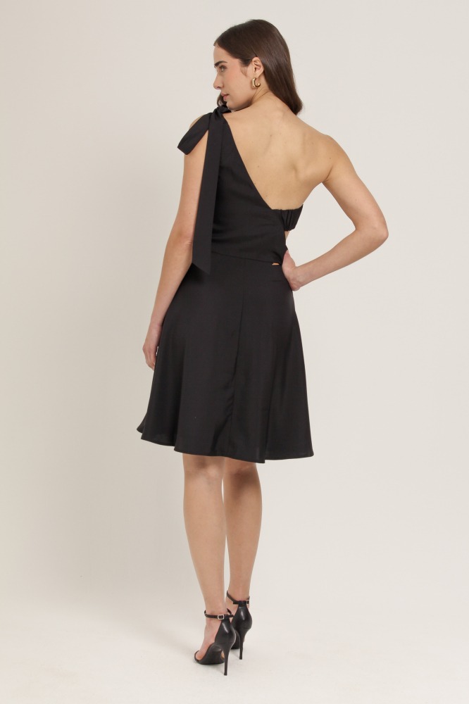 9037066 - Vestido Midi Um Ombro Só PRETO 9037066 - Vestido Midi Um Ombro Só PRETO