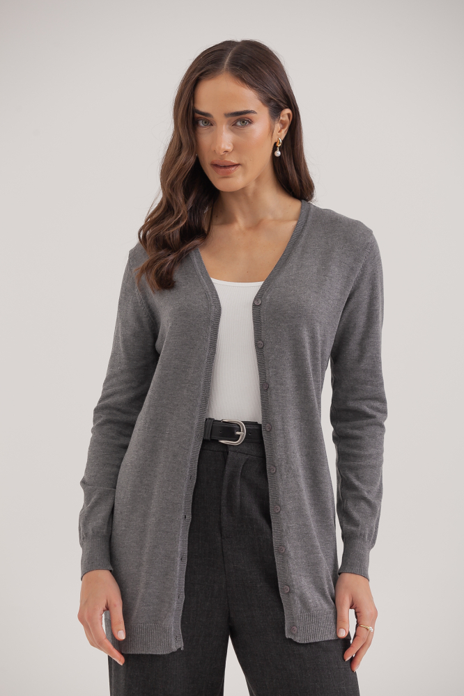9037076 - Cardigan Tricô Decote V MESCLA 9037076 - Cardigan Tricô Decote V MESCLA