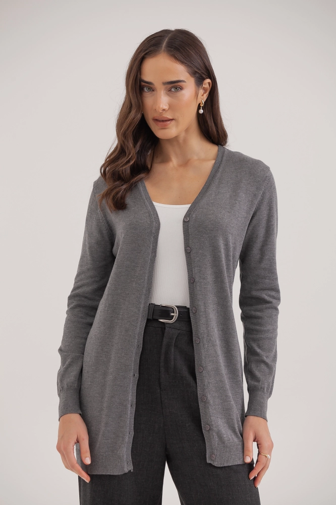 9037076 - Cardigan Tricô Decote V MESCLA 9037076 - Cardigan Tricô Decote V MESCLA - Imagem 1