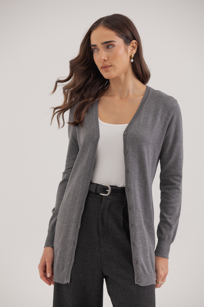 9037076 - Cardigan Tricô Decote V MESCLA 9037076 - Cardigan Tricô Decote V MESCLA