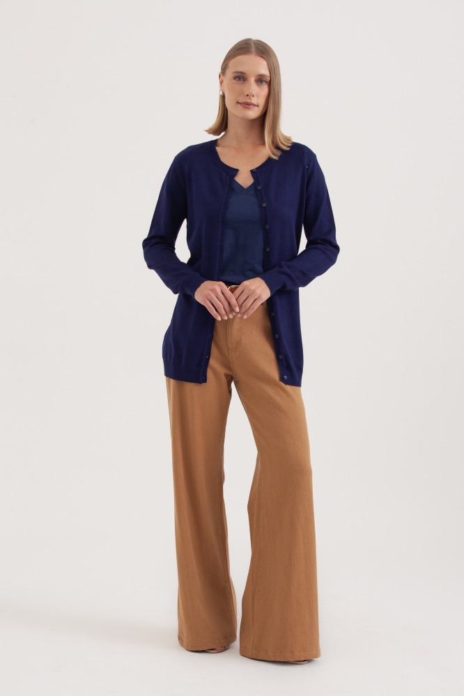 9037077 - Cardigan Tricô Gola Redonda MARINHO 9037077 - Cardigan Tricô Gola Redonda MARINHO