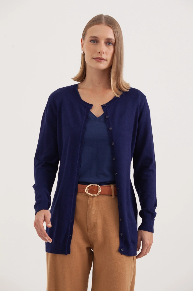 9037077 - Cardigan Tricô Gola Redonda MARINHO 9037077 - Cardigan Tricô Gola Redonda MARINHO - Imagem 2