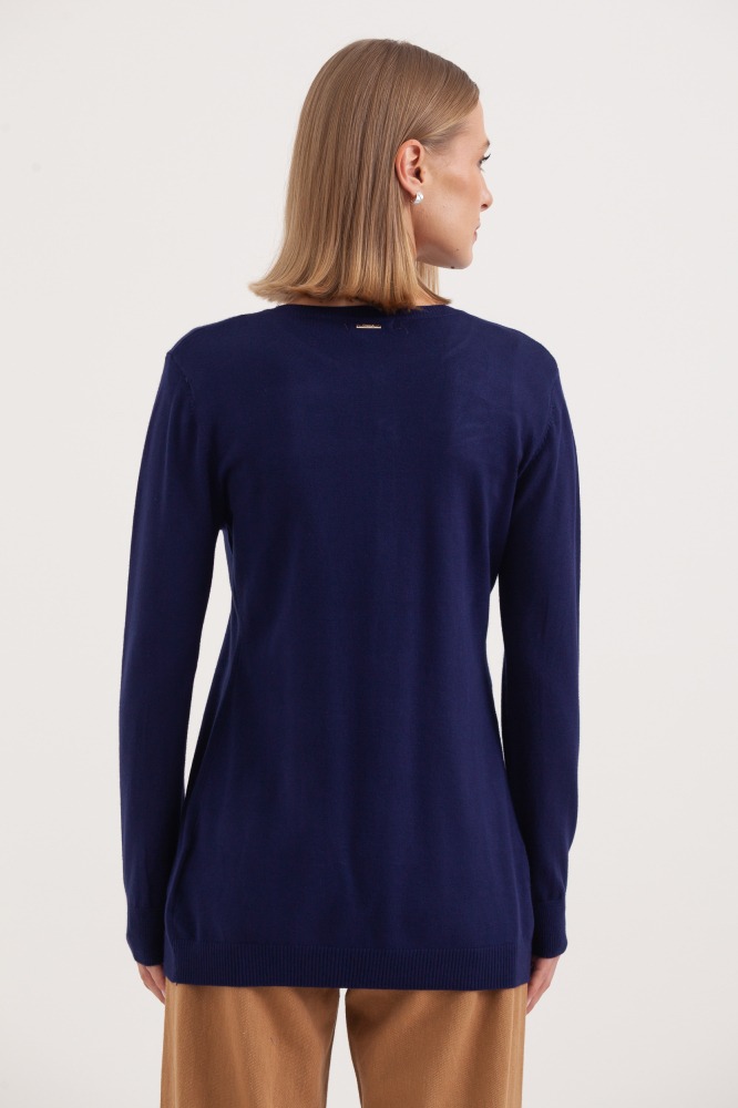 9037077 - Cardigan Tricô Gola Redonda MARINHO 9037077 - Cardigan Tricô Gola Redonda MARINHO