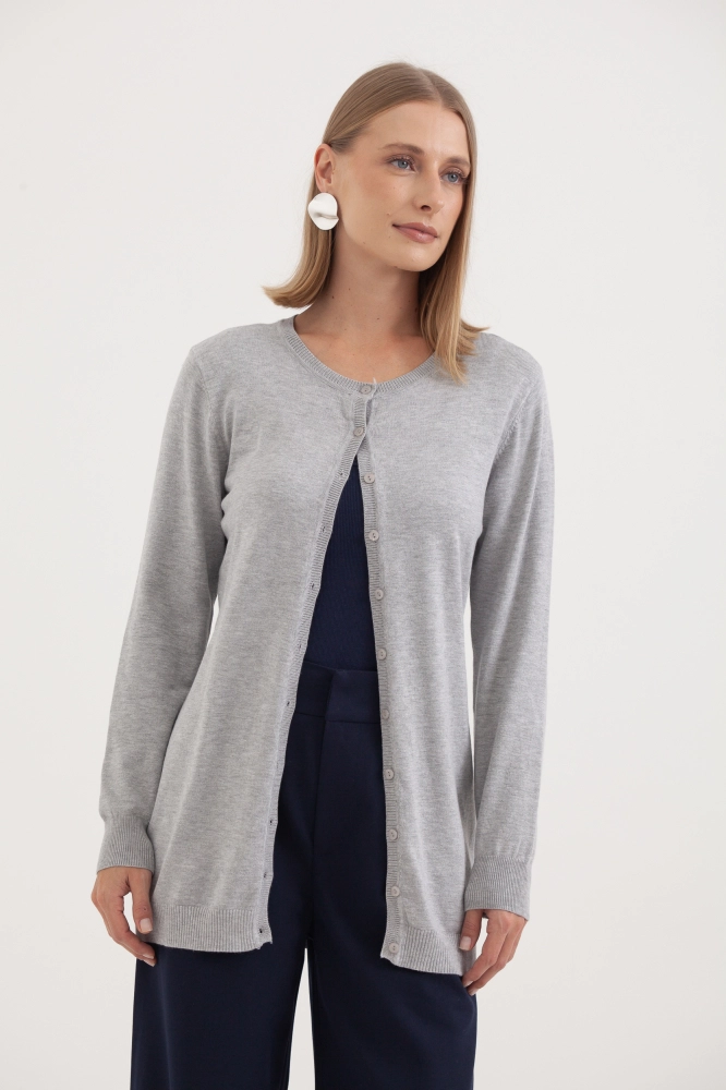9037077 - Cardigan Tricô Gola Redonda MESCLA - Imagem 2
