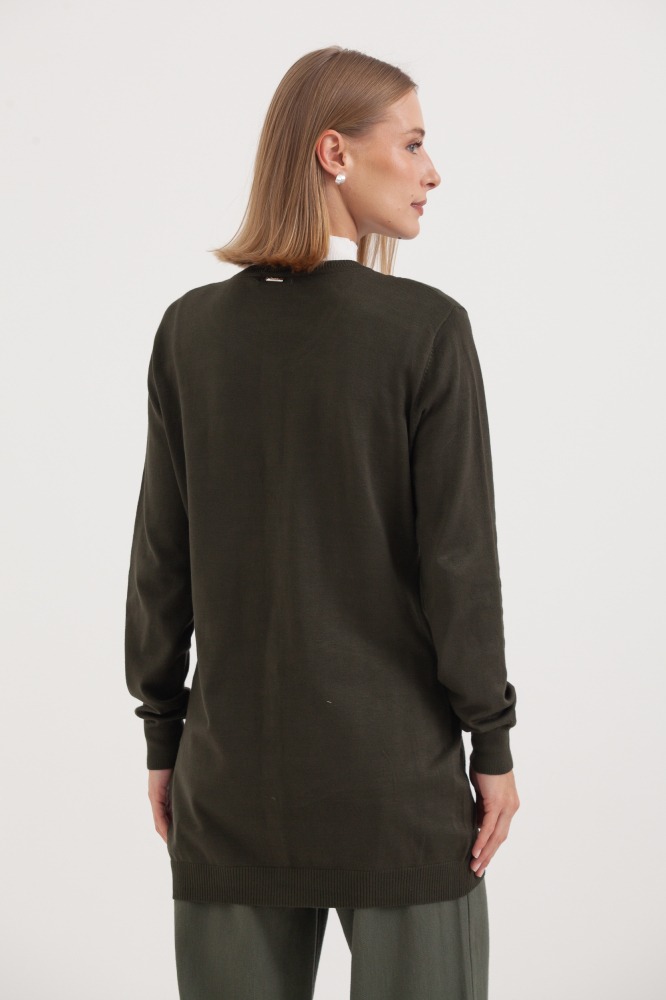 9037077 - Cardigan Tricô Gola Redonda VERDE 9037077 - Cardigan Tricô Gola Redonda VERDE