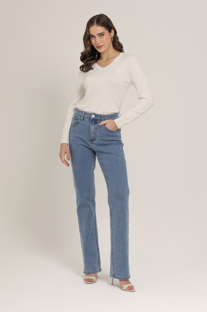 9037079 - Blusa Tricô Decote V  BRANCO