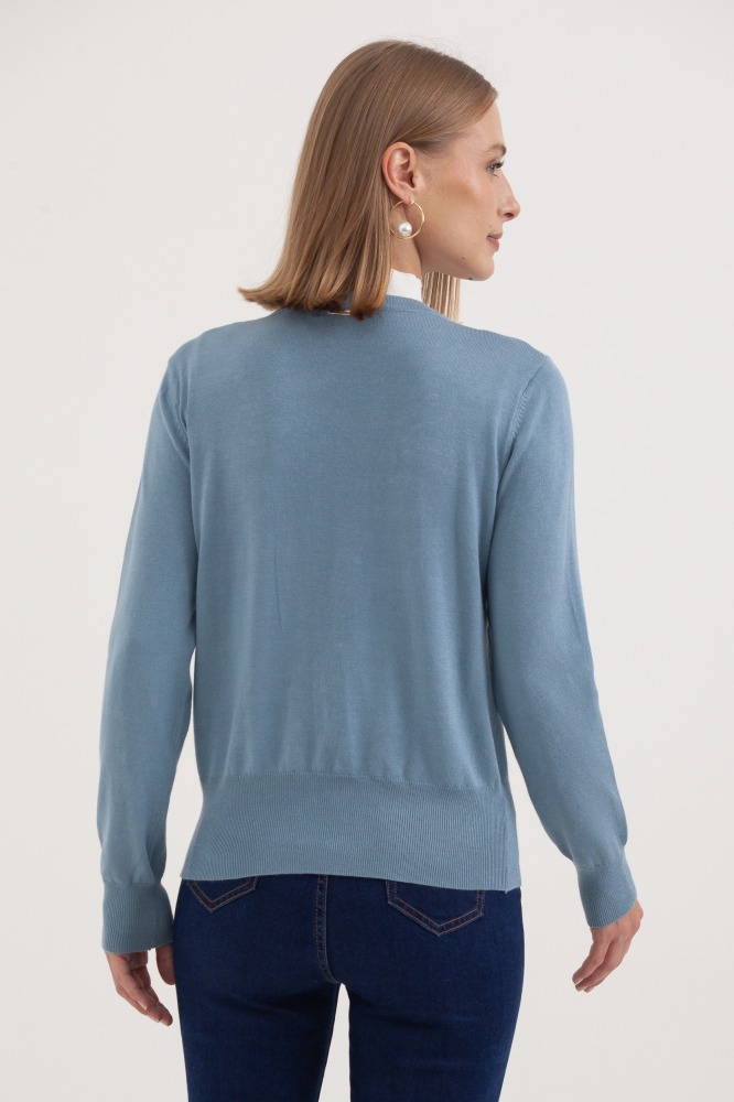 9037080 - Cardigan Tricô Com Pérolas AZUL 9037080 - Cardigan Tricô Com Pérolas AZUL