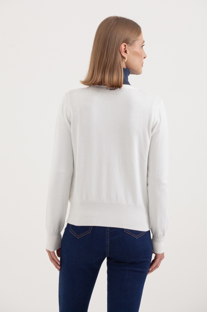 9037080 - Cardigan Tricô Com Pérolas BRANCO 9037080 - Cardigan Tricô Com Pérolas BRANCO