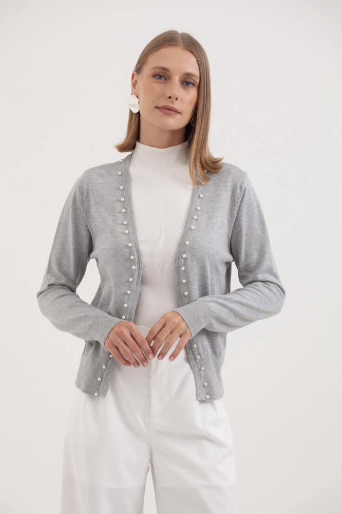 9037080 - Cardigan Tricô Com Pérolas MESCLA 9037080 - Cardigan Tricô Com Pérolas MESCLA - Imagem 2