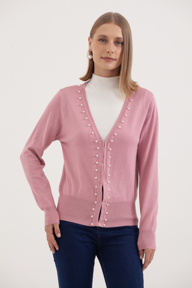 9037080 - Cardigan Tricô Com Pérolas ROSÊ 9037080 - Cardigan Tricô Com Pérolas ROSÊ