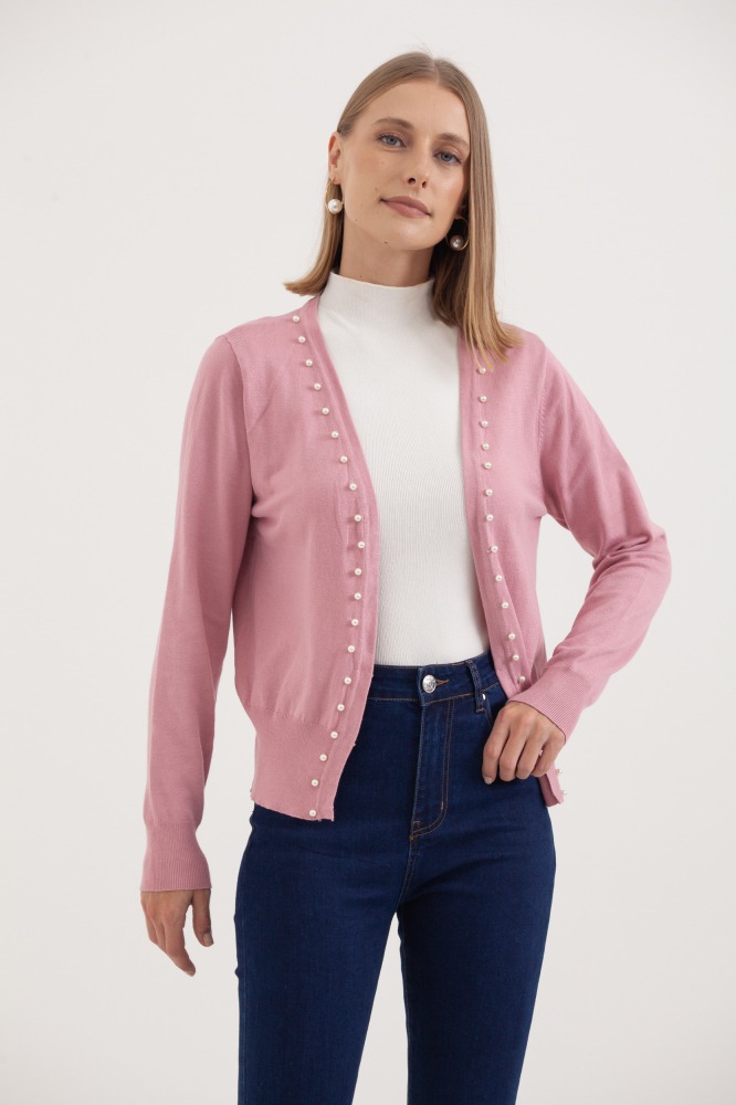 9037080 - Cardigan Tricô Com Pérolas ROSÊ 9037080 - Cardigan Tricô Com Pérolas ROSÊ