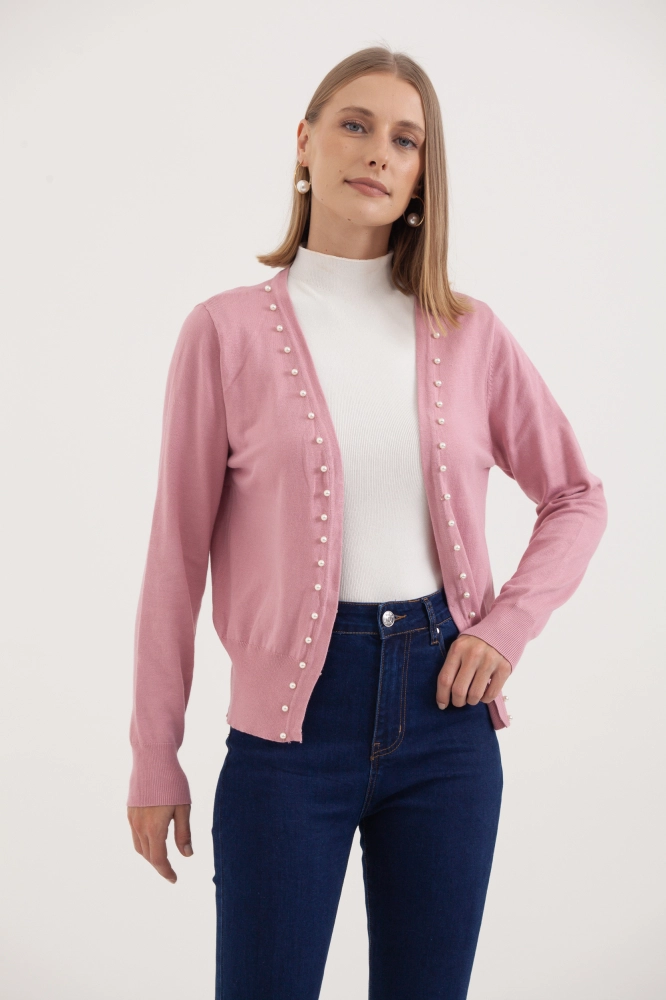 9037080 - Cardigan Tricô Com Pérolas ROSÊ 9037080 - Cardigan Tricô Com Pérolas ROSÊ - Imagem 2