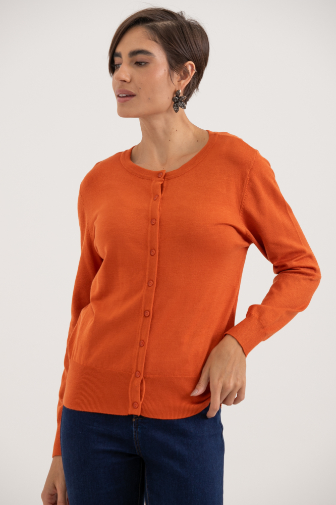 9037081 - Cardigan Gola Redonda LARANJA