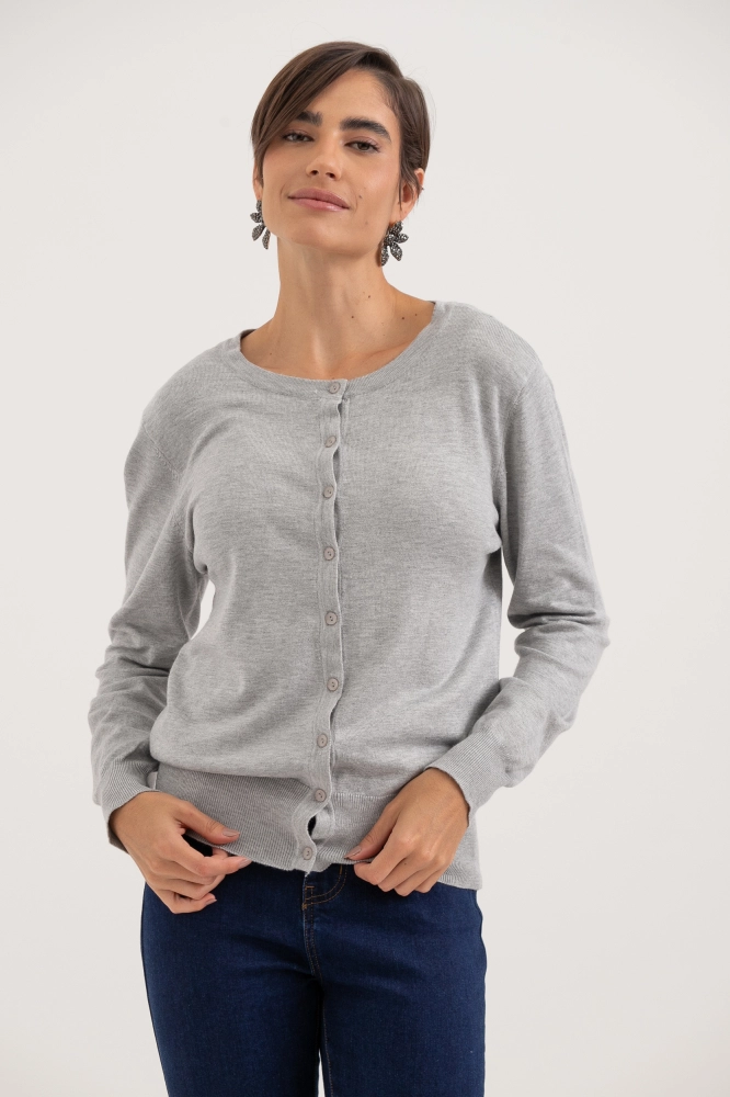 9037081- Cardigan Gola Redonda MESCLA 9037081- Cardigan Gola Redonda MESCLA - Imagem 1