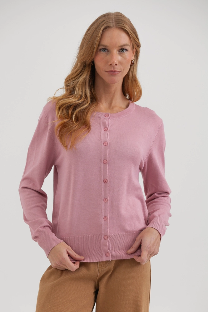 9037081- Cardigan Gola Redonda ROSÊ 9037081- Cardigan Gola Redonda ROSÊ - Imagem 1