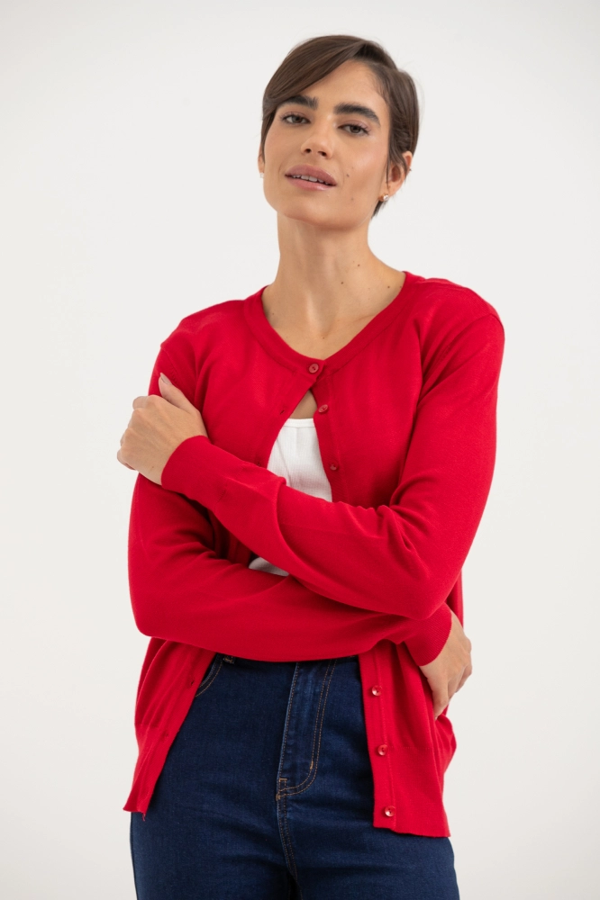 9037081 - Cardigan Gola Redonda VERMELHO 9037081 - Cardigan Gola Redonda VERMELHO - Imagem 1