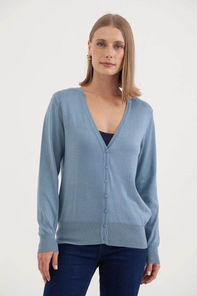 9037082 - Cardigan Decote V AZUL 9037082 - Cardigan Decote V AZUL - Imagem 1