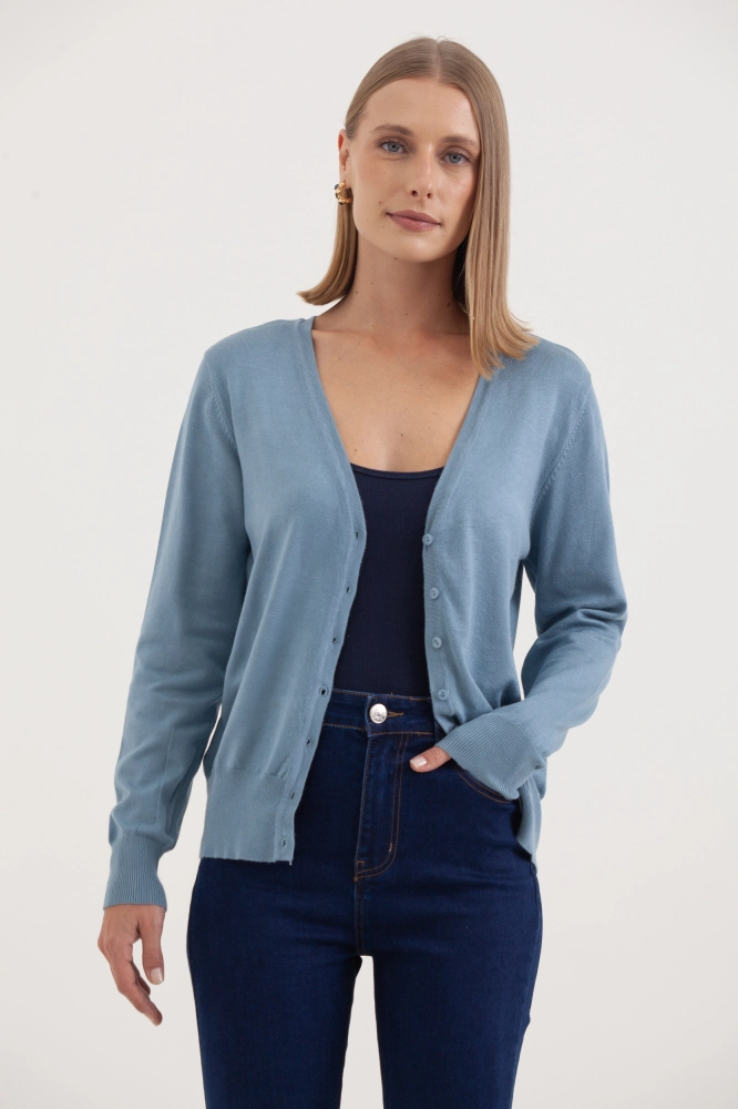 9037082 - Cardigan Decote V AZUL 9037082 - Cardigan Decote V AZUL - Imagem 2