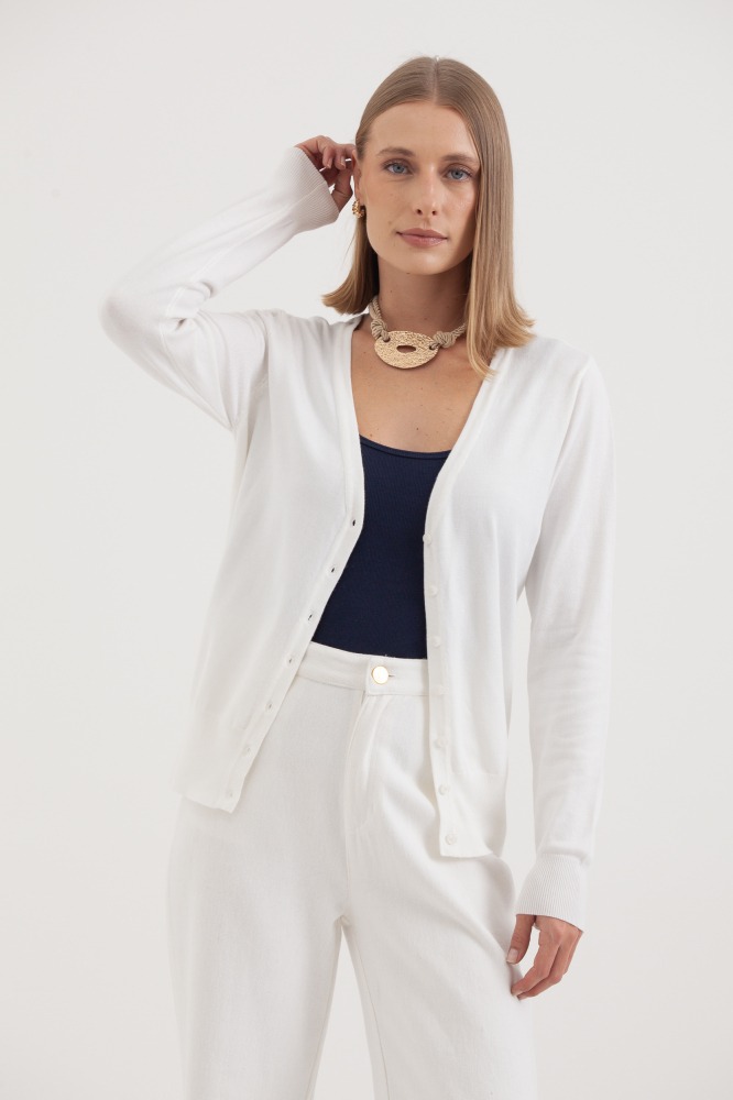 9037082 - Cardigan Decote V BRANCO 9037082 - Cardigan Decote V BRANCO