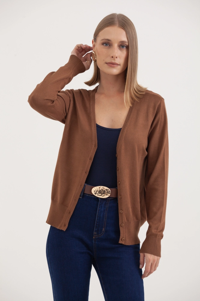 9037082 - Cardigan Decote V MARROM 9037082 - Cardigan Decote V MARROM - Imagem 2