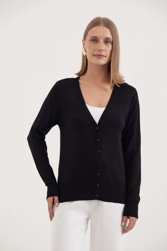 9037082 - Cardigan Decote V PRETO 9037082 - Cardigan Decote V PRETO - Imagem 1