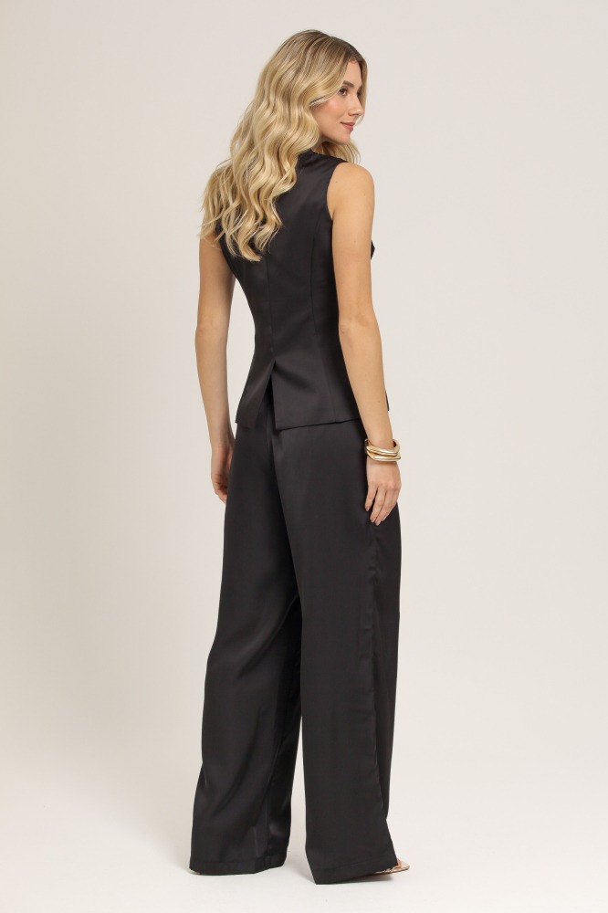 9037085 - Calça Acetinada Pantalona PRETO 9037085 - Calça Acetinada Pantalona PRETO