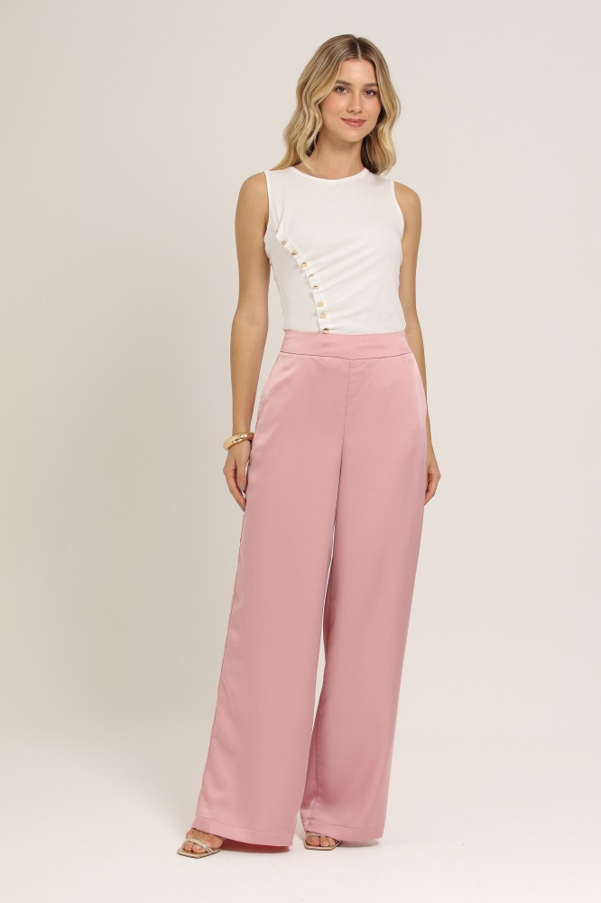 9037085 - Calça Acetinada Pantalona ROSA
