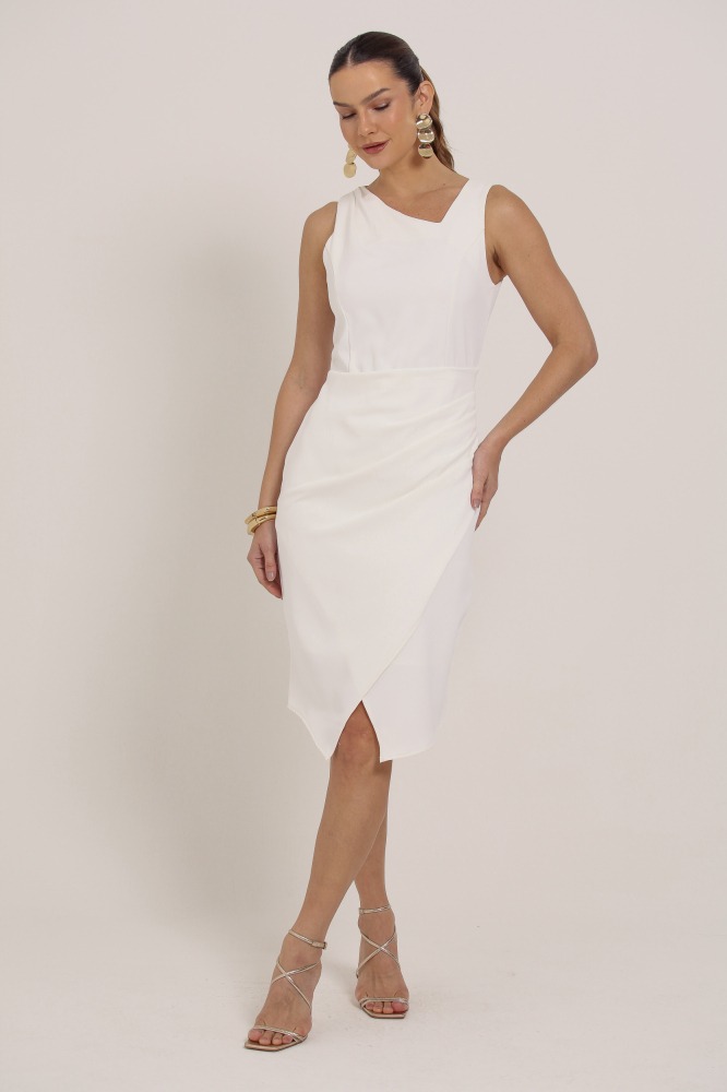 9037088 - Vestido Midi Assimétrico BRANCO