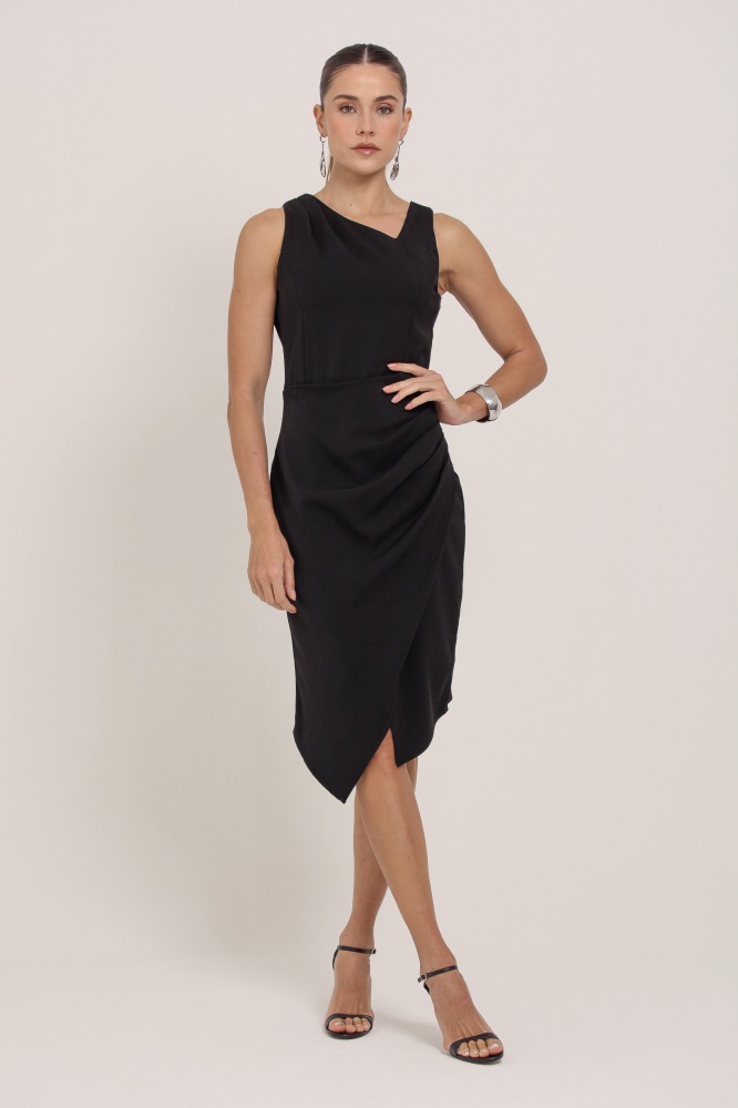 9037088 - Vestido Midi Assimétrico PRETO