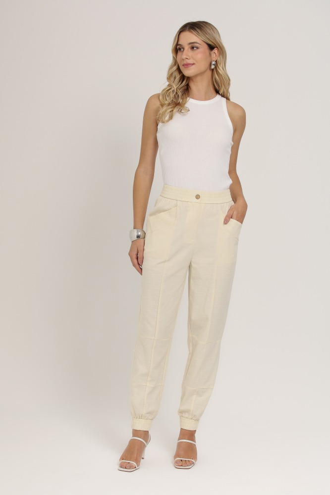 9037090 - Calça Jogging Linho AMARELO