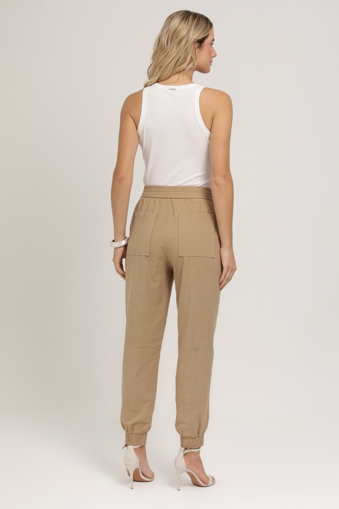 9037090 - Calça Jogging Linho BEGE