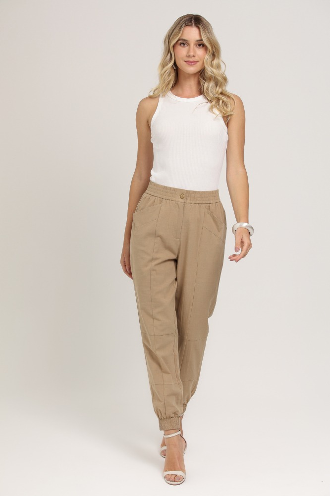 9037090 - Calça Jogging Linho BEGE