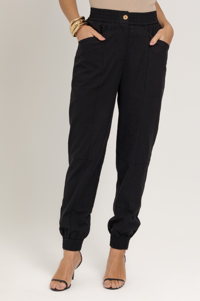 9037090 - Calça Jogging Linho PRETO