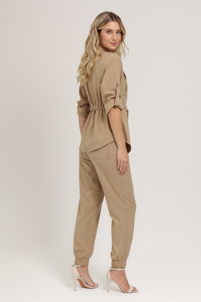 9037091 - Camisa Parka Confeccionada Linho BEGE