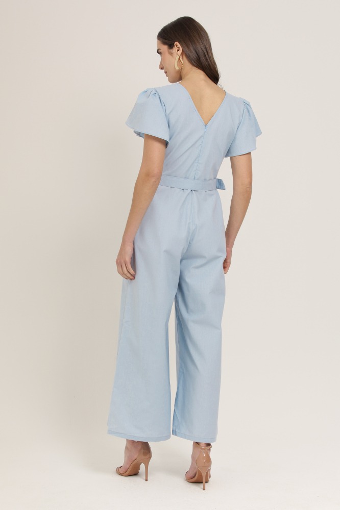 9037095 - Macacão Pantalona Com Faixa AZUL