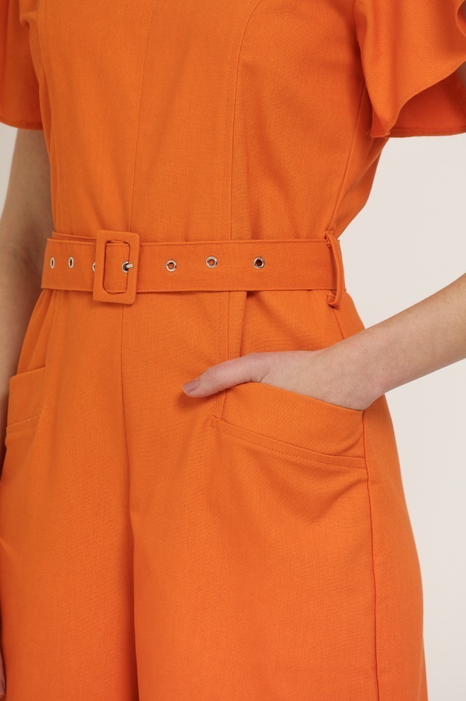 9037095 - Macacão Pantalona Com Faixa LARANJA