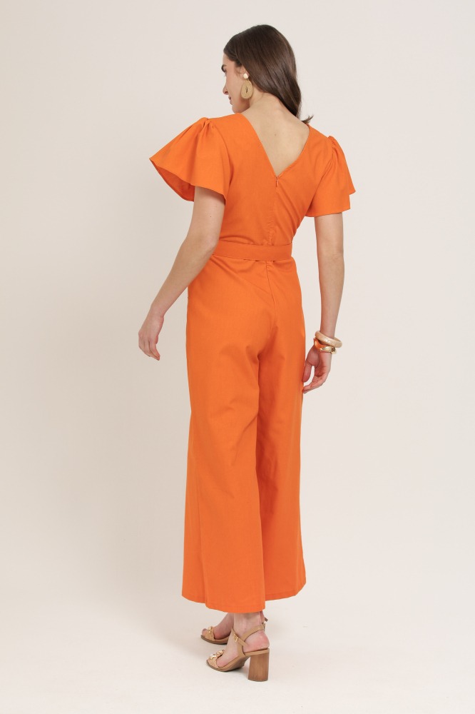 9037095 - Macacão Pantalona Com Faixa LARANJA