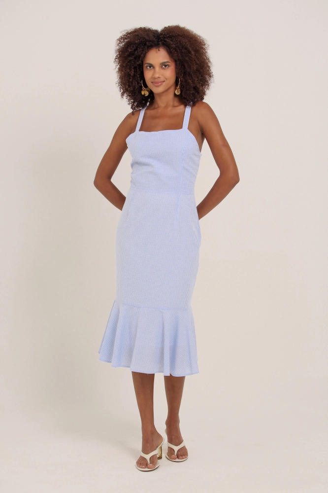 9037096 - Vestido Midi Xadrez AZUL 9037096 - Vestido Midi Xadrez AZUL