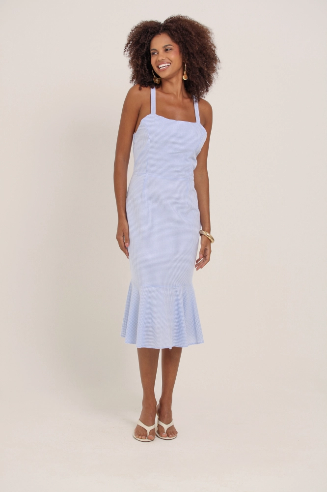 9037096 - Vestido Midi Xadrez AZUL 9037096 - Vestido Midi Xadrez AZUL - Imagem 2
