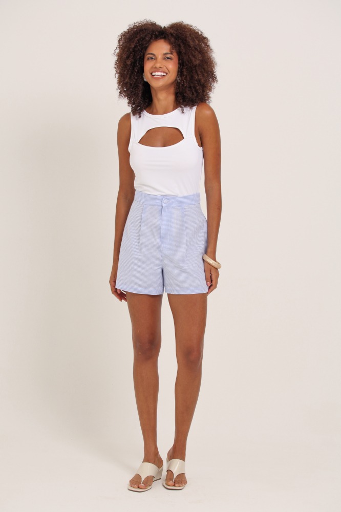 9037098 - Shorts Alfaiataria Xadrez AZUL