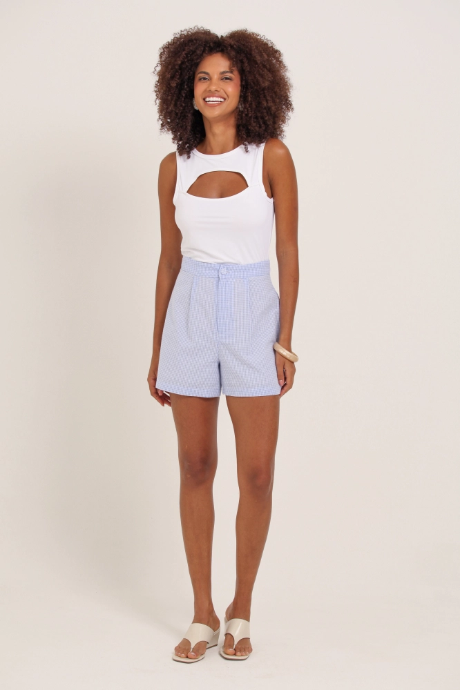 9037098 - Shorts Alfaiataria Xadrez AZUL 9037098 - Shorts Alfaiataria Xadrez AZUL