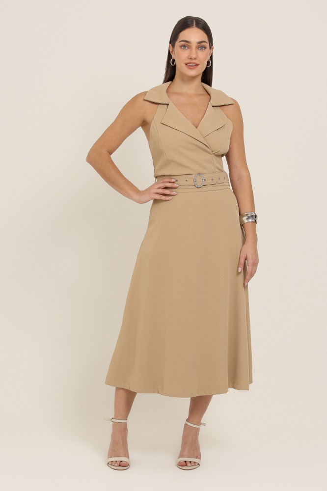 9037100 - Regata Alfaiataria Decote V  BEGE