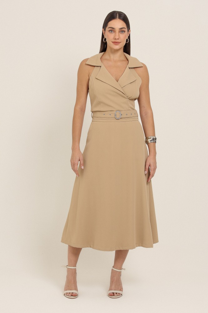 9037100 - Regata Alfaiataria Decote V  BEGE