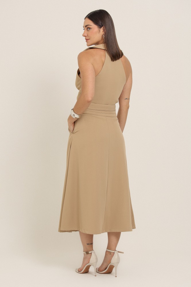 9037100 - Regata Alfaiataria Decote V  BEGE