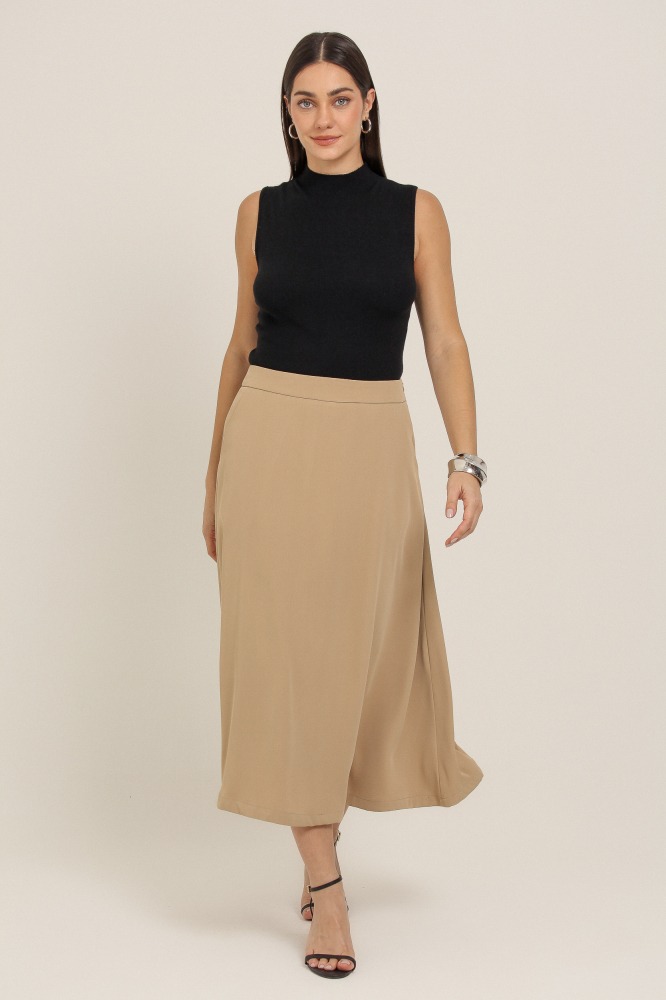 9037101 - Saia Midi Evasê BEGE 9037101 - Saia Midi Evasê BEGE