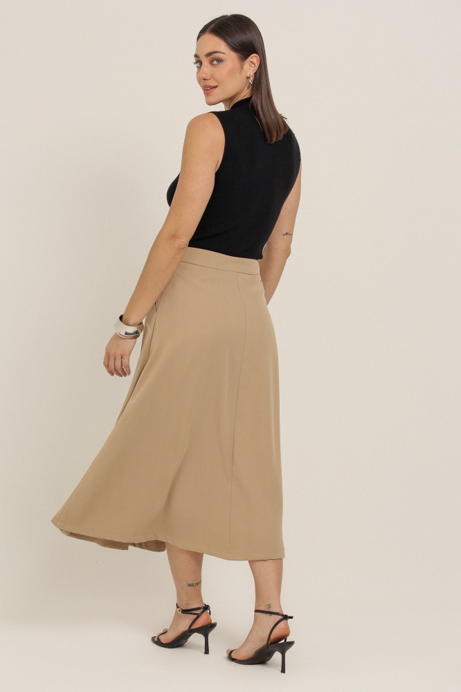9037101 - Saia Midi Evasê BEGE 9037101 - Saia Midi Evasê BEGE