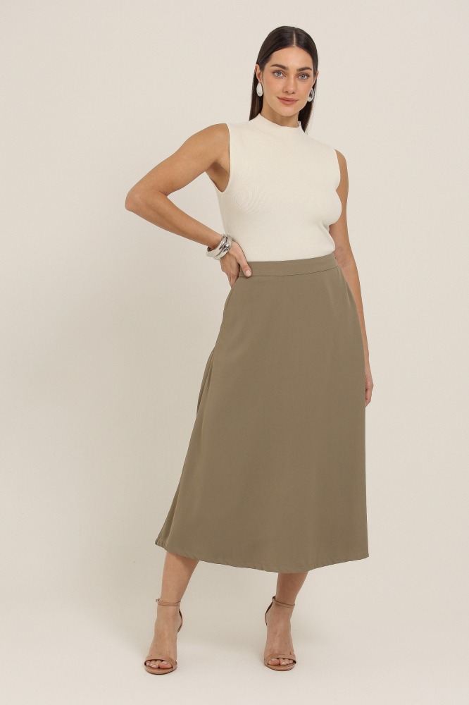 9037101 - Saia Midi Evasê VERDE 