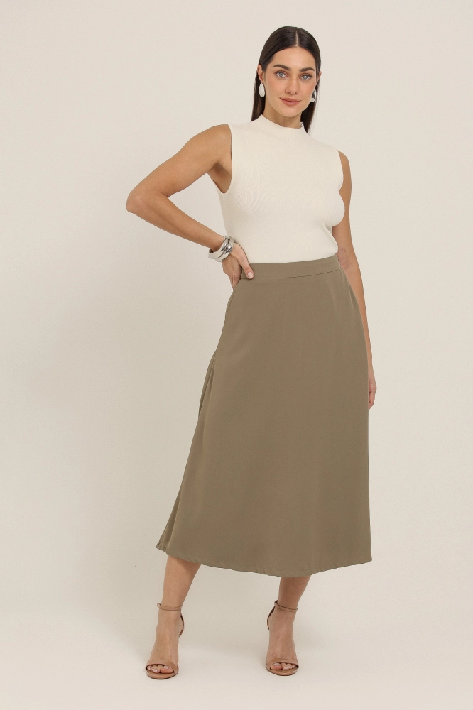 9037101 - Saia Midi Evasê VERDE 
