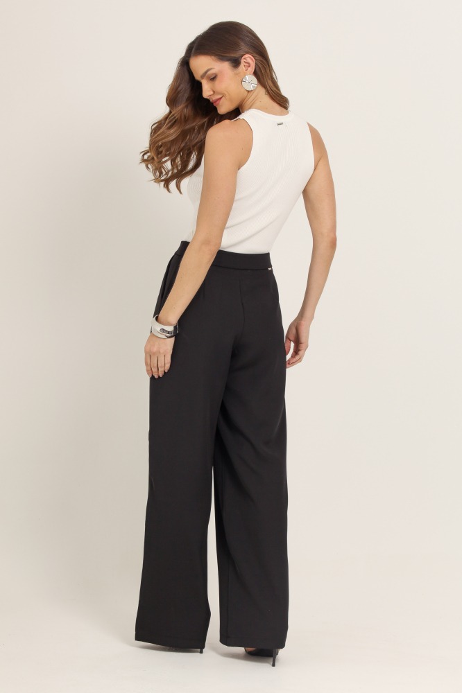 9037111 - Calça Alfaiataria Pantalona PRETO