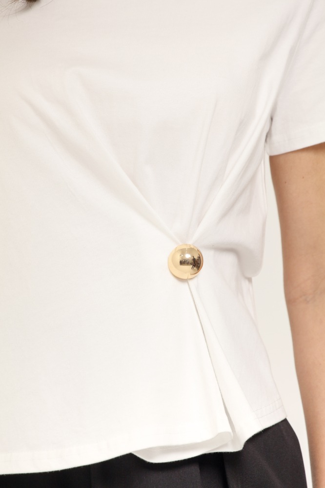9037112 - BLUSA DE MALHA COM DETALHE NA CINTURA BRANCO